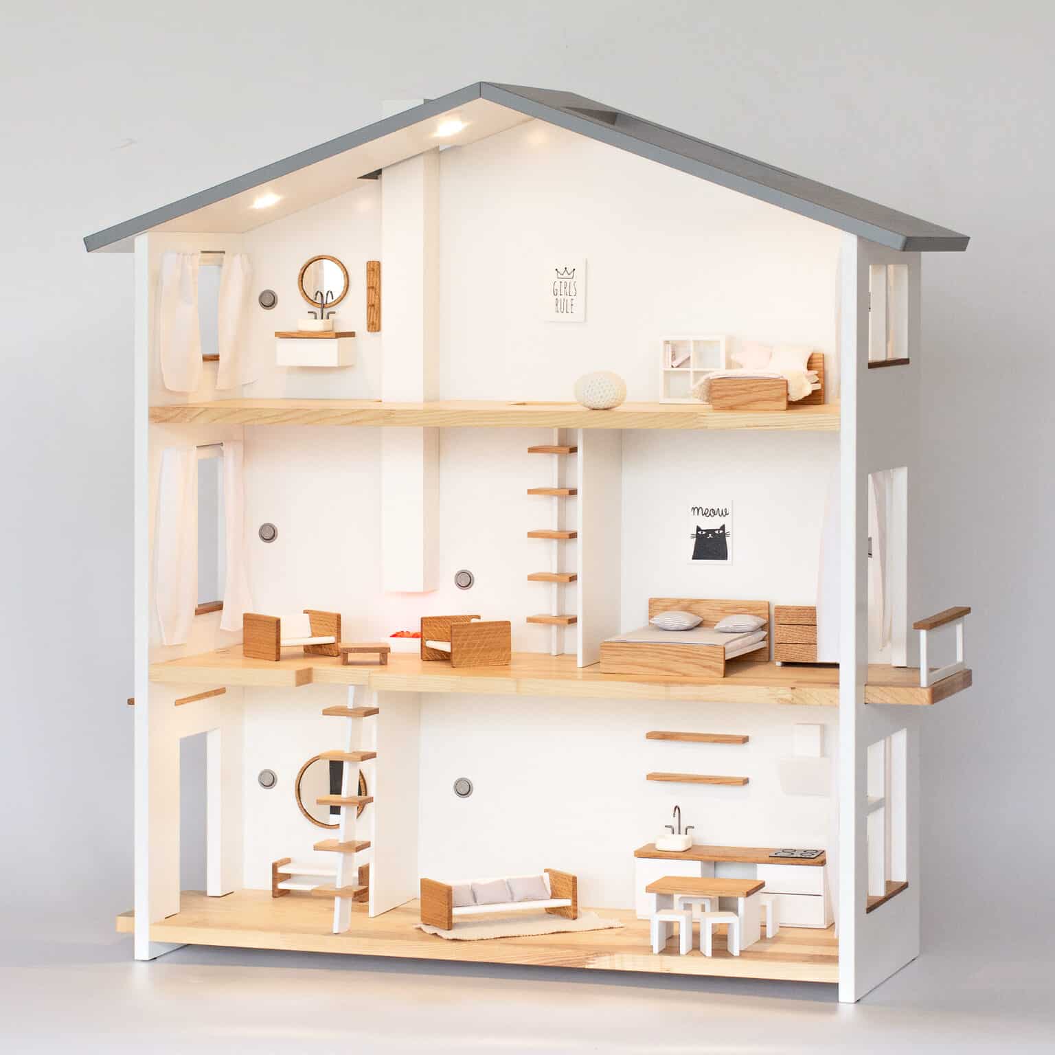 Katin Domik Dollhouses — modern wooden dollhouses with light