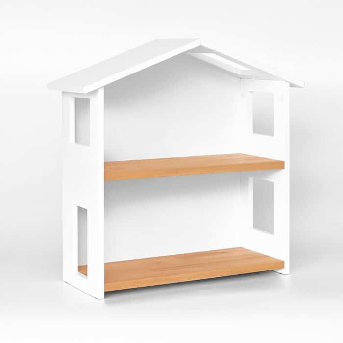 Simple white wooden dollhouse