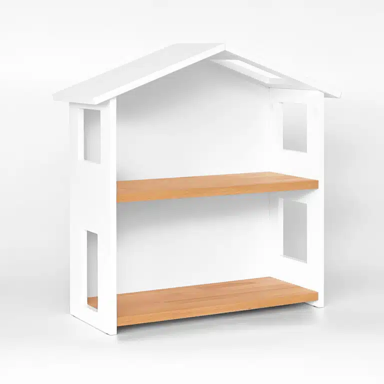 Simple white wooden dollhouse