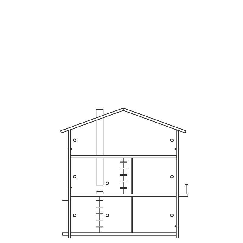 Schematic illustration of a dollhouse in 1:16 scale — size comparison