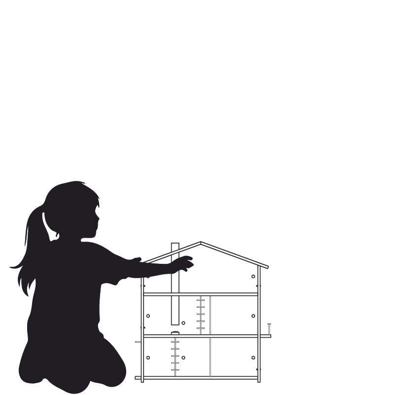 Schematic illustration of a dollhouse in 1:24 scale — size comparison