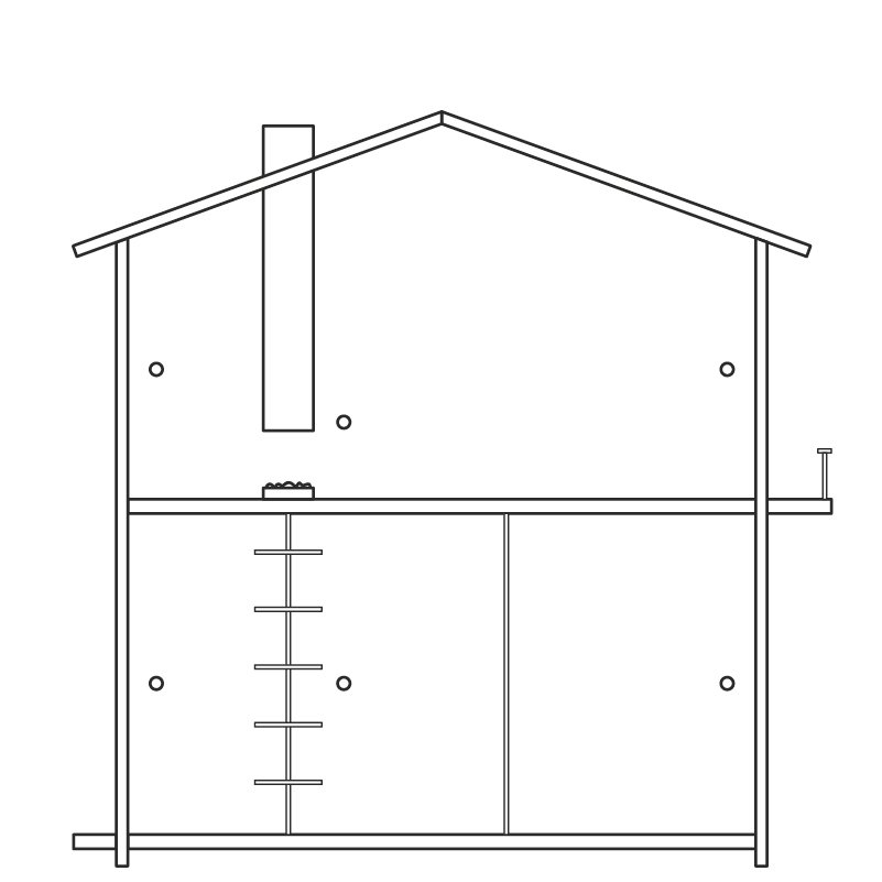 Schematic illustration of a dollhouse in 1:6 scale — size comparison